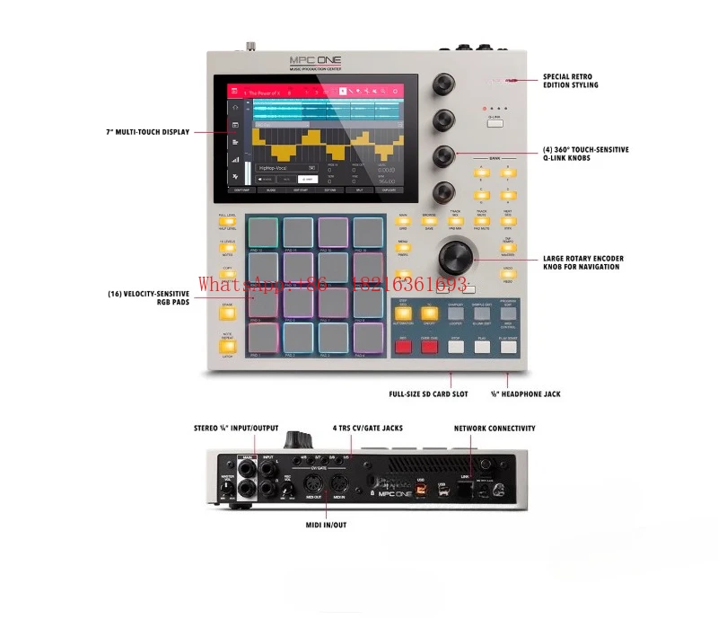 Midi Controller Pad - 2026GOOD アレンジャーキーボード ドラムマシンコントローラー ミュージックパッド 16キー 7インチスクリーン