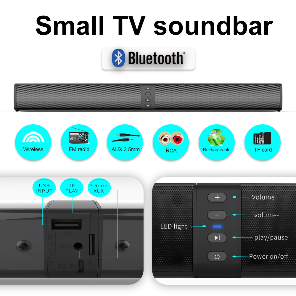 取り外し可能なサウンドバー Bluetoothスピーカー 家 - Audio Music Spotify のレビューと価格