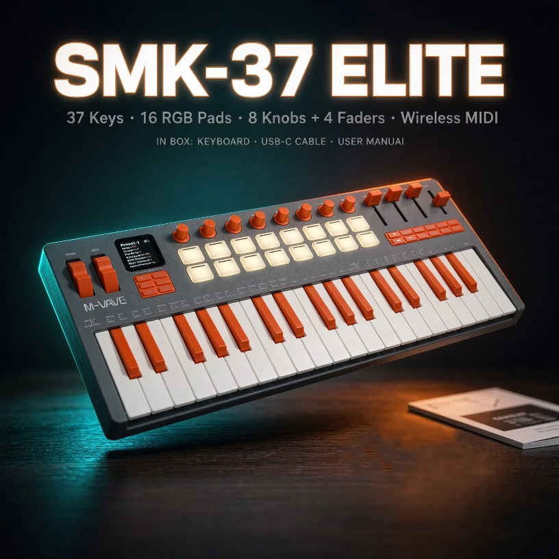 M-VAVE SMK-37 エリート ワイヤレス MIDI  - Midi Controller Pad のレビューと価格