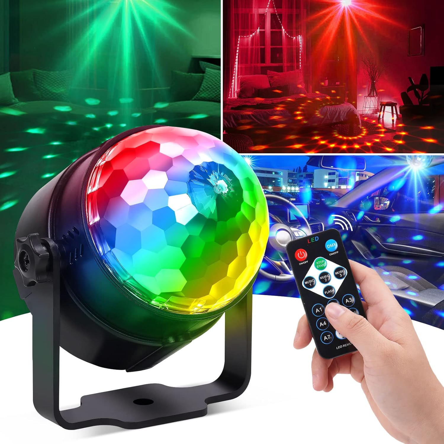 RGB LED ステージディスコライト回転 DJ ボールスト - Audio Music Dj のレビューと価格
