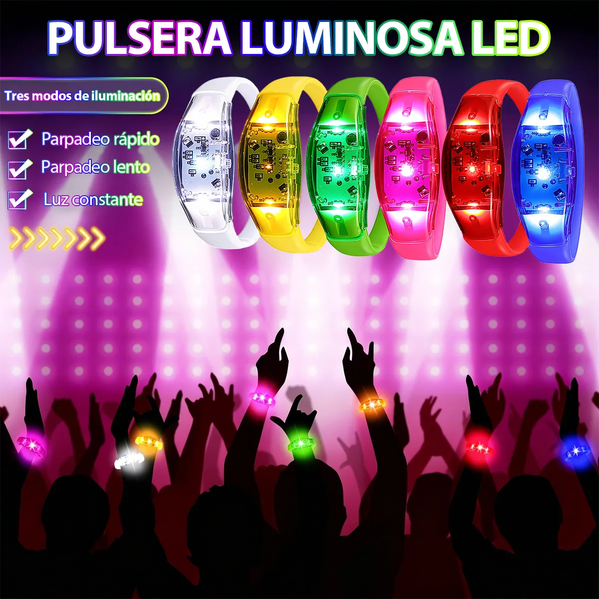 6個入りLEDブレスレット、音に反応して点滅するLEDストロ - Audio Music Dj のレビューと価格